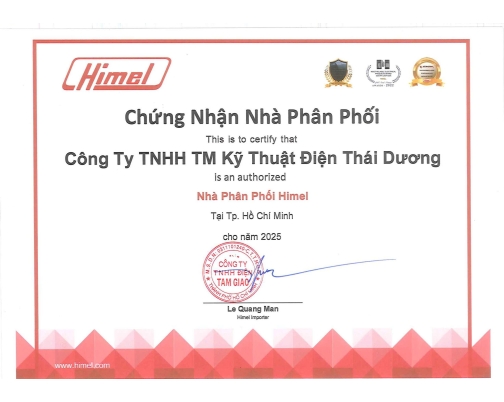 Chứng nhận đại lý thiết bị điện hãng HIMEL Electric