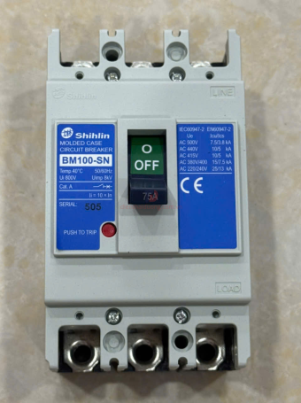 MCCB SHIHLIN 3P 75A 15kA ( BM100-SN )