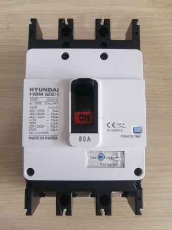 MCCB HYUNDAI 3P 80A 38kA  ( HGM125H-F )
