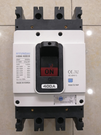 MCCB HYUNDAI 3P 400A 45kA ( HGM400E-F )