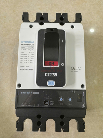 MCCB HYUNDAI 3P 630A 85kA chỉnh dòng điện tử 0.4~1.0*In ( HGP630S 3PENS )