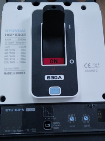 MCCB HYUNDAI 3P 160A 85kA ( HGP160S-G3PENS ) CHỈNH DÒNG ĐIỆN TỬ 0.4~1.0*In