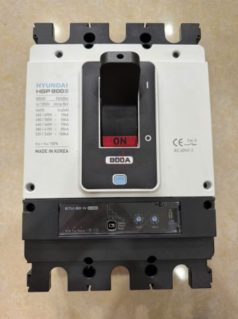 MCCB HYUNDAI 3P 800A 85kA chỉnh dòng điện tử 0.4~1.0*In ( HGP800S 3PENS )