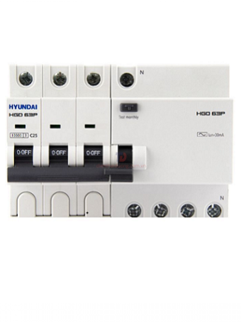 RCBO HYUNDAI 3P+N 25A 30mA 10kA ( HRO63P )
