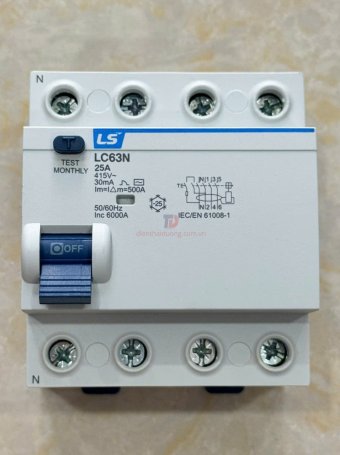 RCCB LS 3P+N 25A 30/100/300mA 6kA ( LC63N 3P+N )