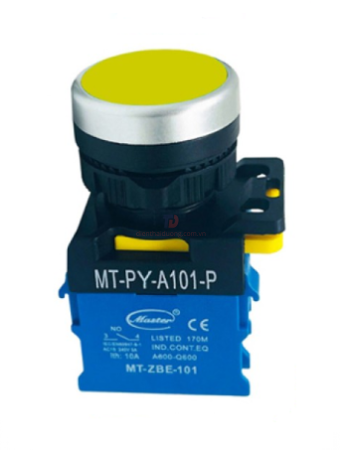 Nút nhấn RESET MASTER màu vàng loại tự nhả viền mạ bạc ( MT-PY-A101-P )