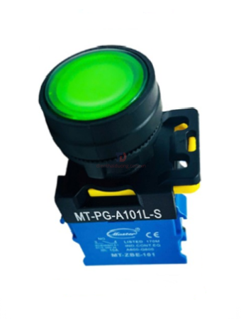 Nút nhấn ON có đèn MASTER màu xanh lá loại tự nhả ( MT-PG-A101L-S )