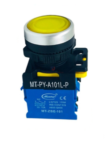 Nút nhấn RESET có đèn MASTER màu vàng loại tự nhả viền mạ bạc ( MT-PY-A101L-P )
