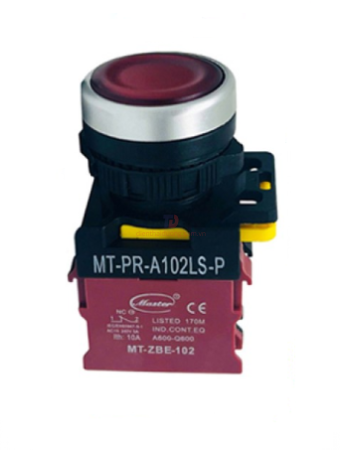 Nút nhấn OFF có đèn MASTER màu đỏ loại tự giữ viền mạ bạc ( MT-PR-A102LS-P )
