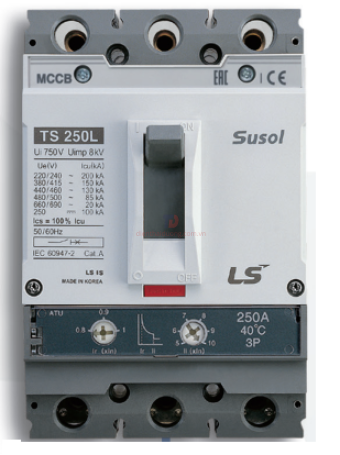 MCCB LS 3P 200A 50kA chỉnh dòng nhiệt 0.8->1.0 x In và dòng ngắn mạch 5->1.0 x In ( TS250N ATU250 )