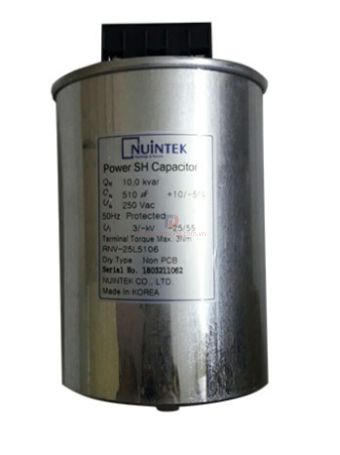 Tụ bù khô NUINTEK 1P 10KVAr 250V ( RNV-25L5106 )