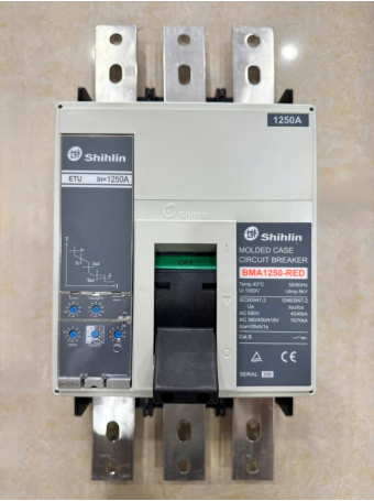 MCCB SHIHLIN 3P 1250A 70kA chỉnh dòng điện tử 0.4~1.0*In ( BMA1250-RED )