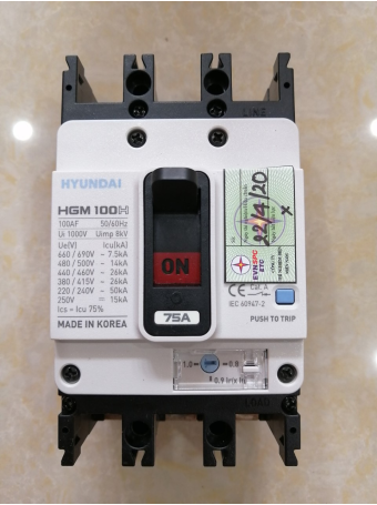 MCCB HYUNDAI 3P 75A 26kA ( HGM100H-F )
