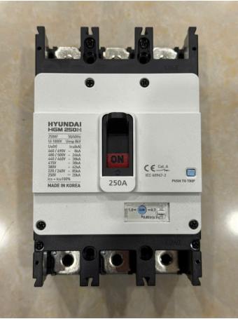 MCCB HYUNDAI 3P 250A 38kA chỉnh dòng nhiệt 0.7~1.0*In ( HGM250H-FVP )