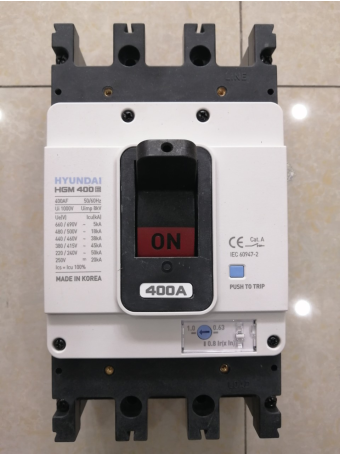MCCB HYUNDAI 3P 400A 45kA ( HGM400E-F )