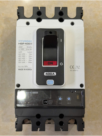 MCCB HYUNDAI 3P 400A 85kA chỉnh dòng điện tử 0.4~1.0*In ( HGP400S 3PENS )