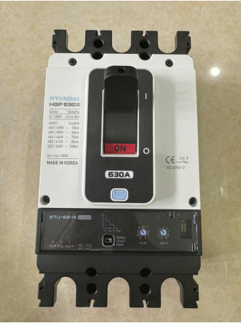 MCCB HYUNDAI 3P 630A 85kA chỉnh dòng điện tử 0.4~1.0*In ( HGP630S 3PENS )