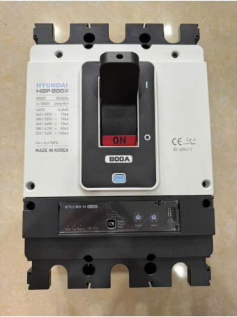 MCCB HYUNDAI 3P 800A 85kA chỉnh dòng điện tử 0.4~1.0*In ( HGP800S 3PENS )
