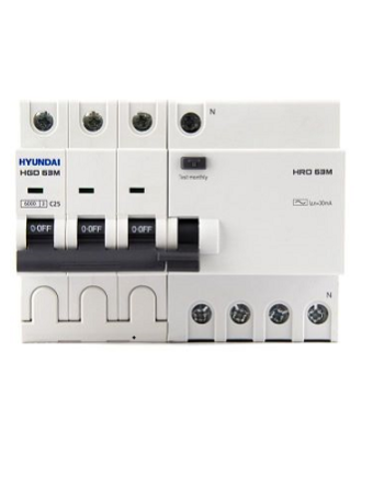 RCBO HYUNDAI 3P+N 10A 30mA 6kA ( HRO63M )
