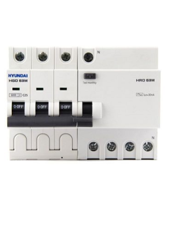 RCBO HYUNDAI 3P+N 20A 30mA 6kA ( HRO63M )