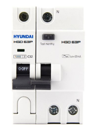 RCBO HYUNDAI 1P+N 40A 30mA 10kA ( HRO63P )