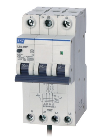 RCBO LS LB63HW 3P+N 6A 10kA 30mA