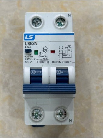 RCBO LS 2P 63A 6KA 30mA ( LB63N )