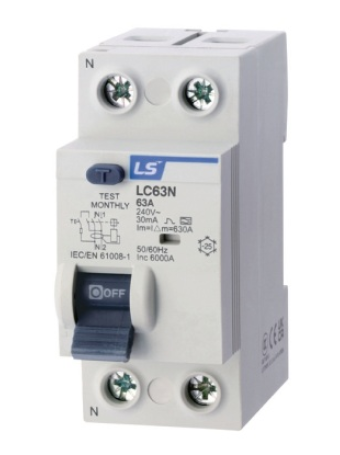 RCCB LS 2P 50A 30/100/300mA 6kA ( LC63N 1P+N )