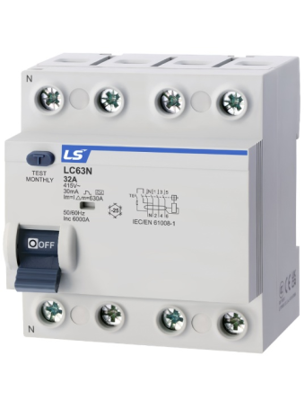 RCCB LS 4P 50A 30/100/300mA 6kA ( LC63N 3P+N )