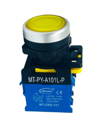 Nút nhấn RESET có đèn MASTER màu vàng loại tự nhả viền mạ bạc ( MT-PY-A101L-P )