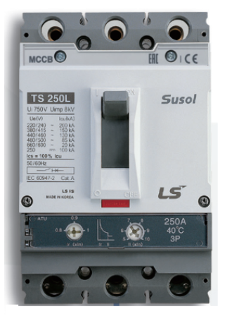 MCCB LS 3P 125A 50kA chỉnh dòng nhiệt 0.8->1.0 x In và dòng ngắn mạch 5->1.0 x In ( TS160N ATU160 )