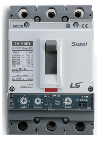 MCCB LS 3P 80A 50kA chỉnh dòng điện tử 13 bước từ 0.4~1.0 x In ( TS100N ETS23 )