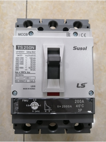 MCCB LS 3P 200A 50kA chỉnh dòng 0.8-0.9-1.0 x In ( TS250N FMU250 )