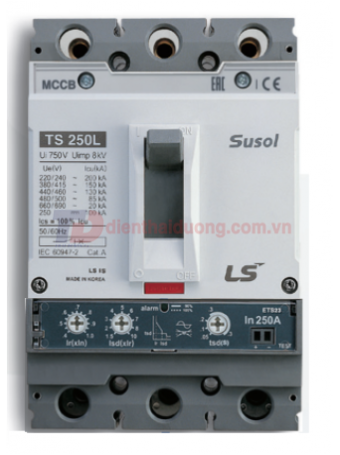 MCCB LS 3P 80A 50kA chỉnh dòng điện tử 13 bước từ 0.4~1.0 x In ( TS160N ETS23 )